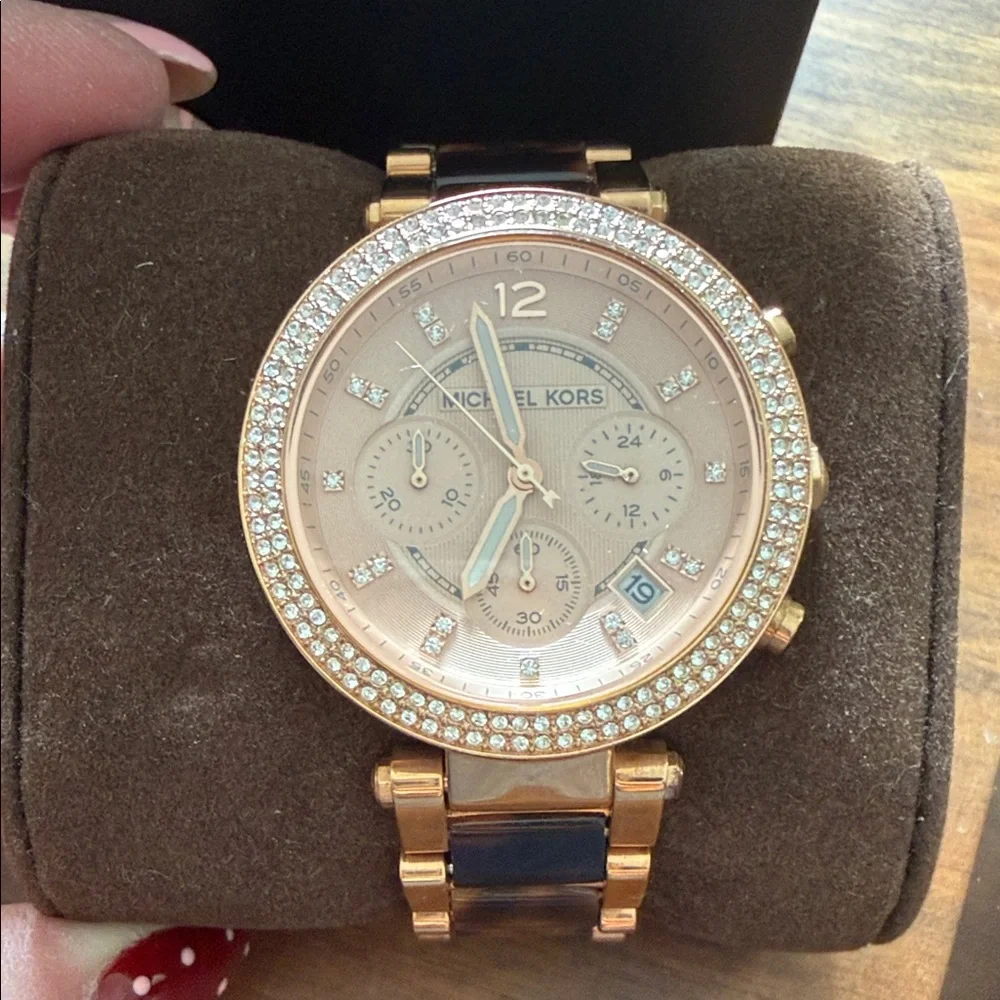 Michael Kors Rose Gold and Crystal Watch - Picture 3 of 8